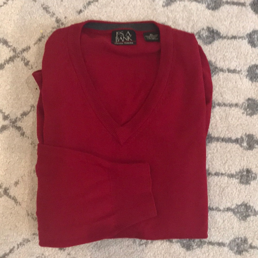 NEW Jos A. Bank V-neck swearer XL Marino wool